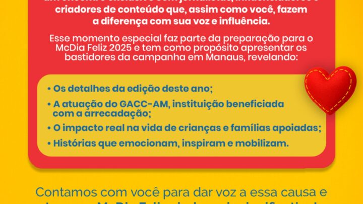 McDonald’s e GAAC convidam a imprensa para encontro em Manaus